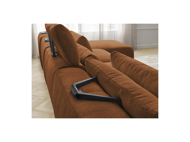 Jana - Panoramic Fixed Modular Sofa With Headrests - Heather Fabric With 2 Chaise Lounges, 2 Easy Chairs And 1 Large Pouf