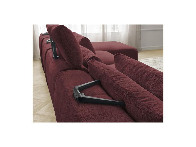Jana - Panoramic Fixed Modular Sofa With Headrests - Heather Fabric With 2 Chaise Lounges, 2 Easy Chairs And 1 Large Pouf