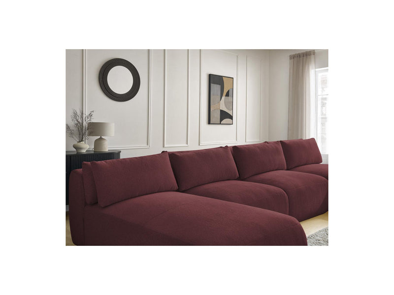 Jana - Panoramic Fixed Modular Sofa With Headrests - Heather Fabric With 2 Chaise Lounges, 2 Easy Chairs And 1 Large Pouf