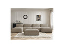 Jana - Panoramic Fixed Modular Sofa With Headrests - Heather Fabric With 2 Chaise Lounges, 2 Easy Chairs And 1 Large Pouf