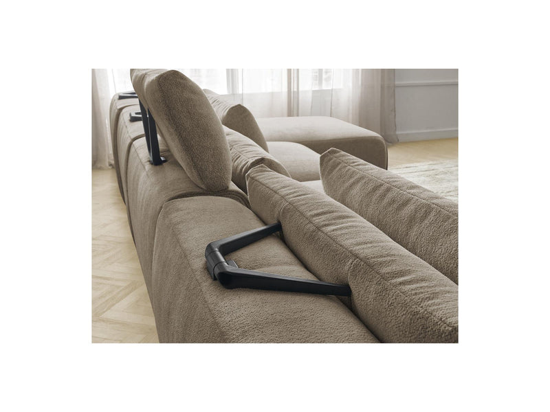 Jana - Panoramic Fixed Modular Sofa With Headrests - Heather Fabric With 2 Chaise Lounges, 2 Easy Chairs And 1 Large Pouf