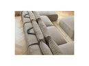 Jana - Panoramic Fixed Modular Sofa With Headrests - Heather Fabric With 2 Chaise Lounges, 2 Easy Chairs And 1 Large Pouf