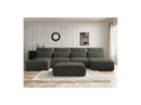 Jana - Panoramic Fixed Modular Sofa With Headrests - Heather Fabric With 2 Chaise Lounges, 2 Easy Chairs And 1 Large Pouf