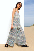 The Bonnie Zigzag Blue Jumpsuit