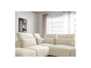 Jana - Modular Fixed Corner Sofa With Headrests - Velvet Fabric With 2 Low Chairs, 1 Corner And 2 Poufs - Reversible