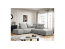 Jana - Modular Fixed Corner Sofa With Headrests - Velvet Fabric With 2 Low Chairs, 1 Corner And 2 Poufs - Reversible