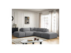 Jana - Canapé D'Angle Fixe Modulable Avec Têtières - Tissu Velours Avec 2 Chauffeuses, 1 Angle Et 2 Poufs - Réversible