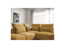Jana - Modular Fixed Corner Sofa With Headrests - Velvet Fabric With 2 Low Chairs, 1 Corner And 2 Poufs - Reversible