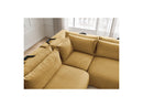 Jana - Modular Fixed Corner Sofa With Headrests - Velvet Fabric With 2 Low Chairs, 1 Corner And 2 Poufs - Reversible