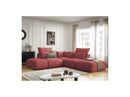 Jana - Modular Fixed Corner Sofa With Headrests - Velvet Fabric With 2 Low Chairs, 1 Corner And 2 Poufs - Reversible