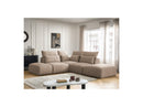 Jana - Modular Fixed Corner Sofa With Headrests - Velvet Fabric With 2 Low Chairs, 1 Corner And 2 Poufs - Reversible