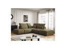 Jana - Modular Fixed Corner Sofa With Headrests - Velvet Fabric With 2 Low Chairs, 1 Corner And 2 Poufs - Reversible