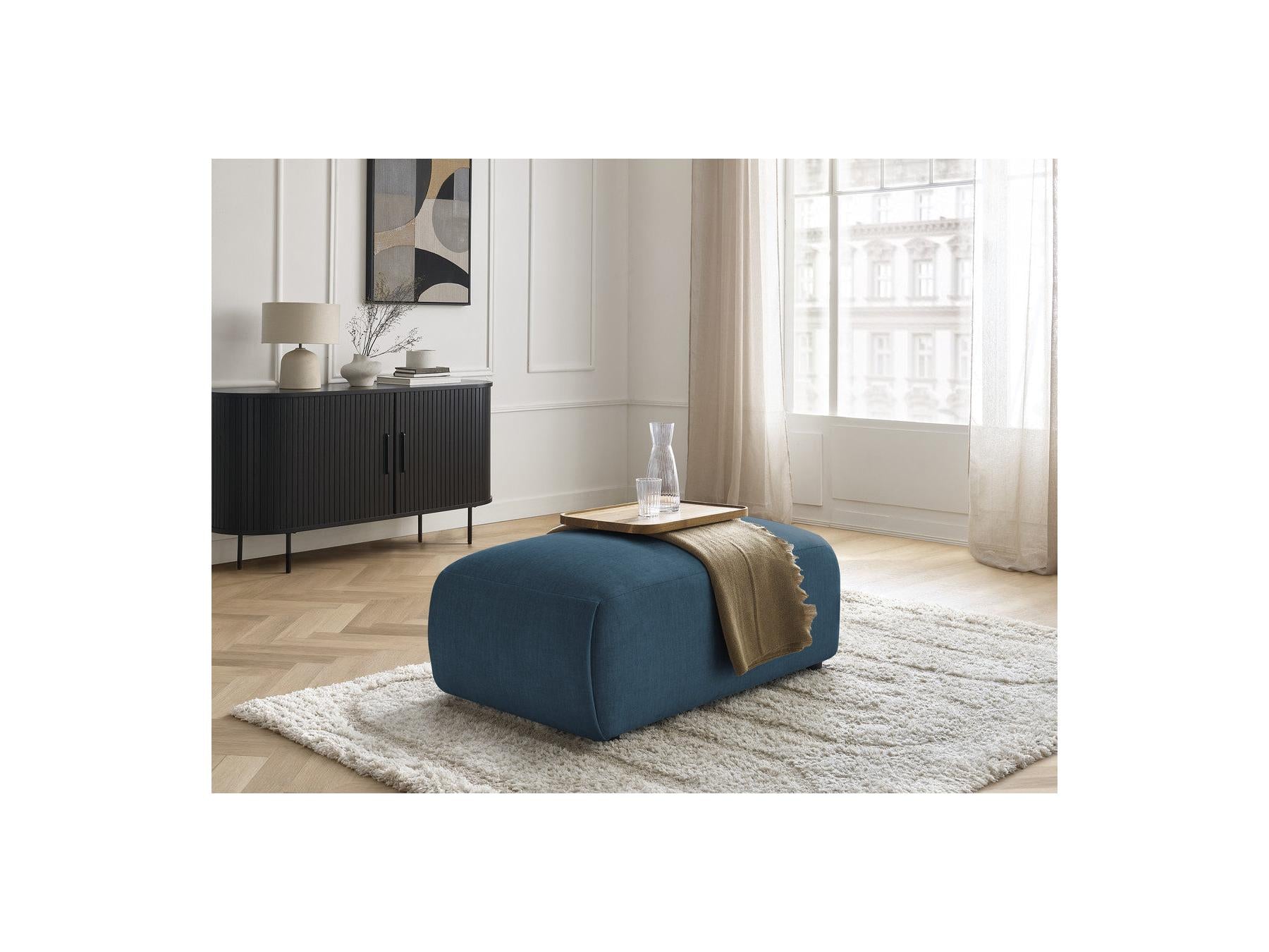 Jana - Small Ottoman - Velvet Fabric