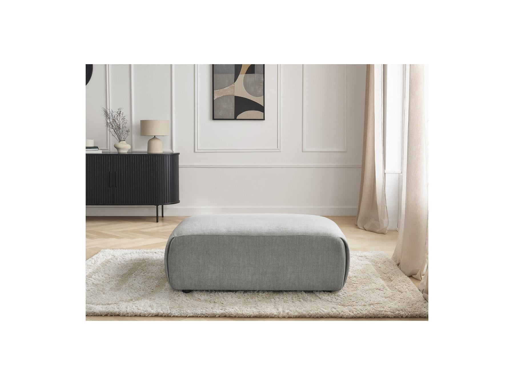 Jana - Small Ottoman - Velvet Fabric