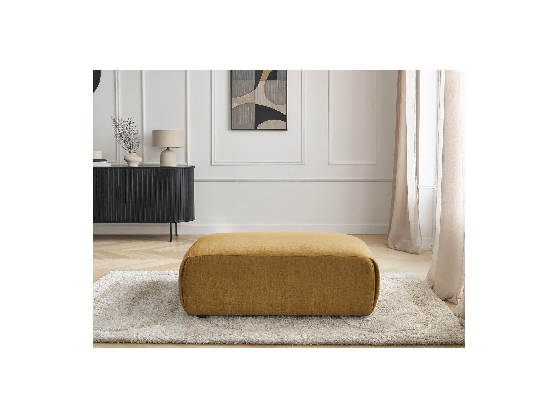 Jana - Small Ottoman - Velvet Fabric
