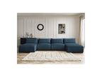 Jana - Fixed Modular Panoramic Sofa with Headrests - Velvet Fabric with 2 Chaise Longues and 2 Armless Chairs