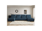 Jana - Fixed Modular Panoramic Sofa with Headrests - Velvet Fabric with 2 Chaise Longues and 2 Armless Chairs