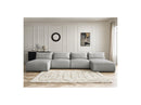 Jana - Sofá Modular Fijo Panorámico Con Reposacabezas - Tela De Terciopelo Con 2 Chaise Lounges Y 2 Sillones