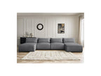 Jana - Fixed Modular Panoramic Sofa with Headrests - Velvet Fabric with 2 Chaise Longues and 2 Armless Chairs