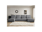 Jana - Fixed Modular Panoramic Sofa with Headrests - Velvet Fabric with 2 Chaise Longues and 2 Armless Chairs