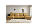 Jana - Fixed Modular Panoramic Sofa with Headrests - Velvet Fabric with 2 Chaise Longues and 2 Armless Chairs