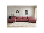 Jana - Fixed Modular Panoramic Sofa with Headrests - Velvet Fabric with 2 Chaise Longues and 2 Armless Chairs