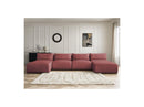 Jana - Sofá Modular Fijo Panorámico Con Reposacabezas - Tela De Terciopelo Con 2 Chaise Lounges Y 2 Sillones