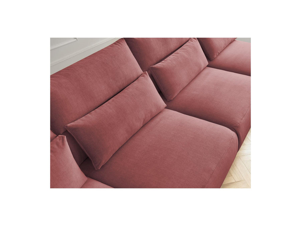 Jana - Fixed Modular Panoramic Sofa with Headrests - Velvet Fabric with 2 Chaise Longues and 2 Armless Chairs