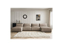 Jana - Sofá Modular Fijo Panorámico Con Reposacabezas - Tela De Terciopelo Con 2 Chaise Lounges Y 2 Sillones