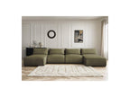Jana - Fixed Modular Panoramic Sofa with Headrests - Velvet Fabric with 2 Chaise Longues and 2 Armless Chairs