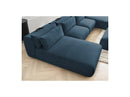 Jana - Sofá Modular Fijo Panorámico Con Reposacabezas - Tejido De Terciopelo Con 2 Diván, 2 Sillones Y 1 Puf Grande