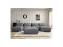 Jana - Sofá Modular Fijo Panorámico Con Reposacabezas - Tejido De Terciopelo Con 2 Diván, 2 Sillones Y 1 Puf Grande