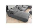 Jana - Sofá Modular Fijo Panorámico Con Reposacabezas - Tejido De Terciopelo Con 2 Diván, 2 Sillones Y 1 Puf Grande