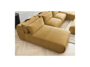 Jana - Sofá Modular Fijo Panorámico Con Reposacabezas - Tejido De Terciopelo Con 2 Diván, 2 Sillones Y 1 Puf Grande