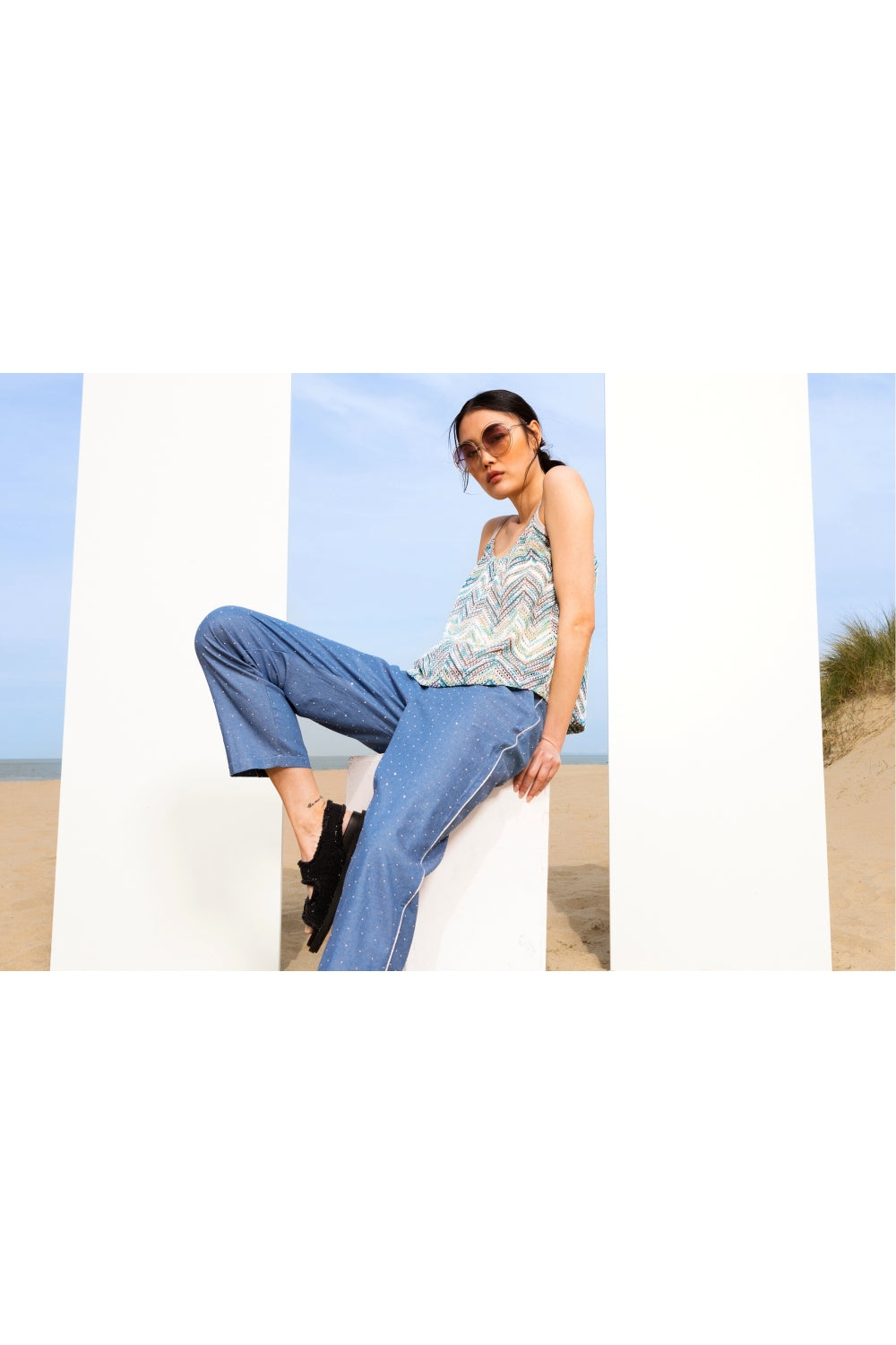 The Rosita Zigzag Blue Top