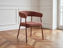 Sasha - Ensemble Avec Table À Manger Ovale + Chaises Rosa Tissu Texturé Marron - Lot De 6 Chaises