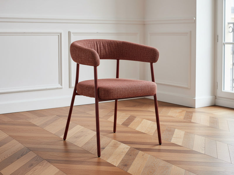 Sasha - Ensemble Avec Table À Manger Ovale + Chaises Rosa Tissu Texturé Marron - Lot De 4 Chaises