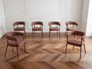 Sasha - Ensemble Avec Table À Manger Ovale + Chaises Rosa Tissu Texturé Marron - Lot De 6 Chaises
