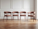 Sasha - Ensemble Avec Table À Manger Ovale + Chaises Rosa Tissu Texturé Marron - Lot De 4 Chaises