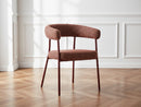 Sasha - Ensemble Avec Table À Manger Ovale + Chaises Rosa Tissu Texturé Marron - Lot De 4 Chaises