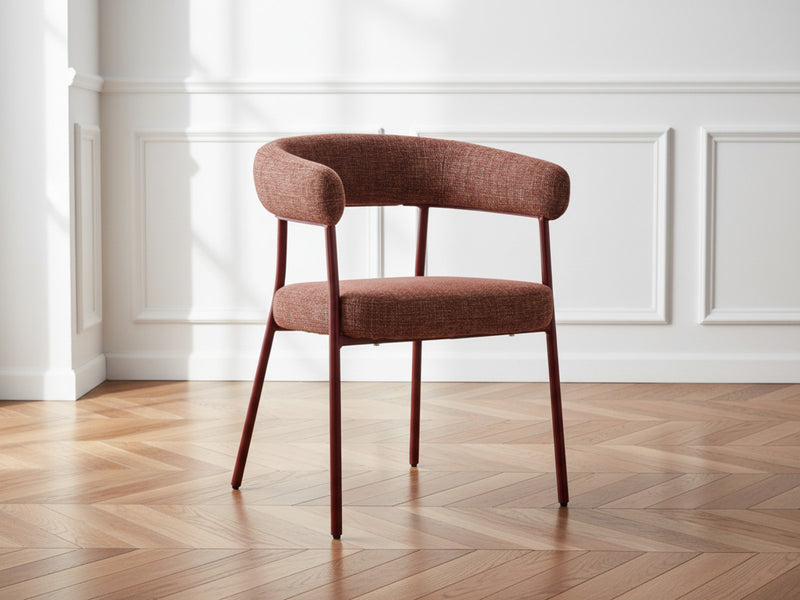 Sasha - Ensemble Avec Table À Manger Ovale + Chaises Rosa Tissu Texturé Marron - Lot De 4 Chaises