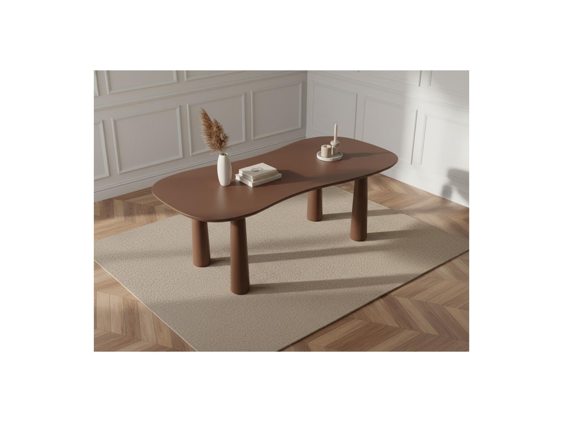 Sasha - Ensemble Avec Table À Manger Ovale + Chaises Rosa Tissu Texturé Marron - Lot De 4 Chaises