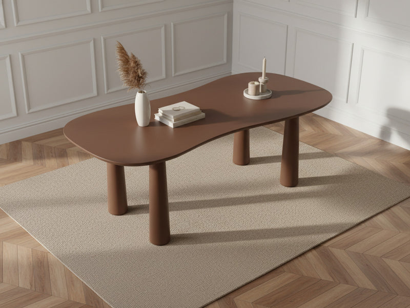 Sasha - Ensemble Avec Table À Manger Ovale + Chaises Rosa Tissu Texturé Marron - Lot De 6 Chaises