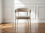 Sasha - Ensemble Avec Table À Manger Ovale + Chaises Rosa - Tissu Velours Beige - Lot De 4 Chaises
