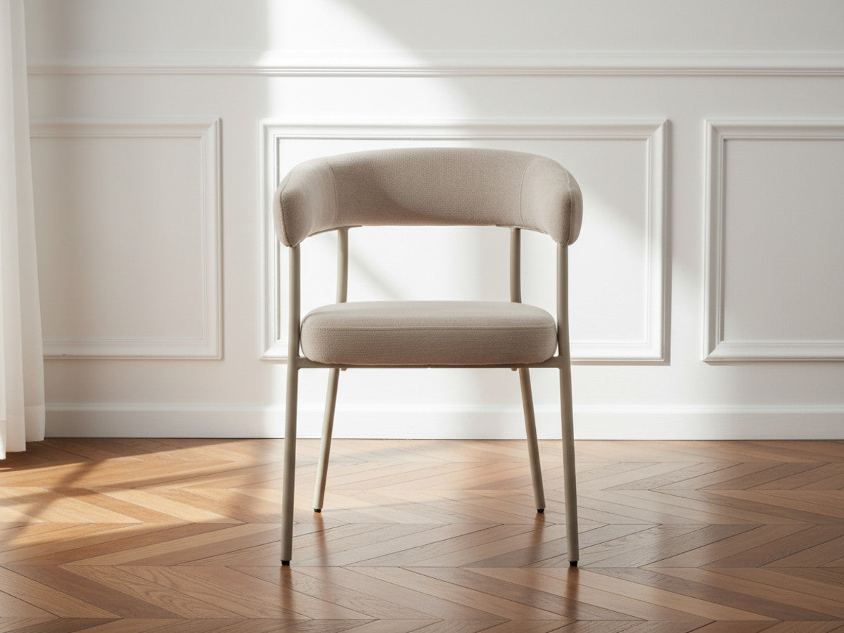 Sasha - Ensemble Avec Table À Manger Ovale + Chaises Rosa - Tissu Velours Beige - Lot De 4 Chaises