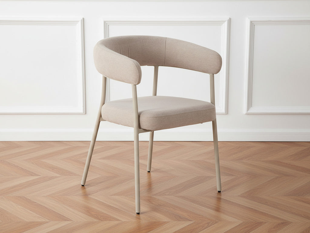 Sasha - Ensemble Avec Table À Manger Ovale + Chaises Rosa - Tissu Velours Beige - Lot De 4 Chaises
