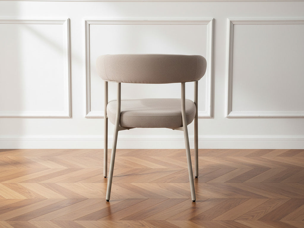 Sasha - Ensemble Avec Table À Manger Ovale + Chaises Rosa - Tissu Velours Beige - Lot De 4 Chaises