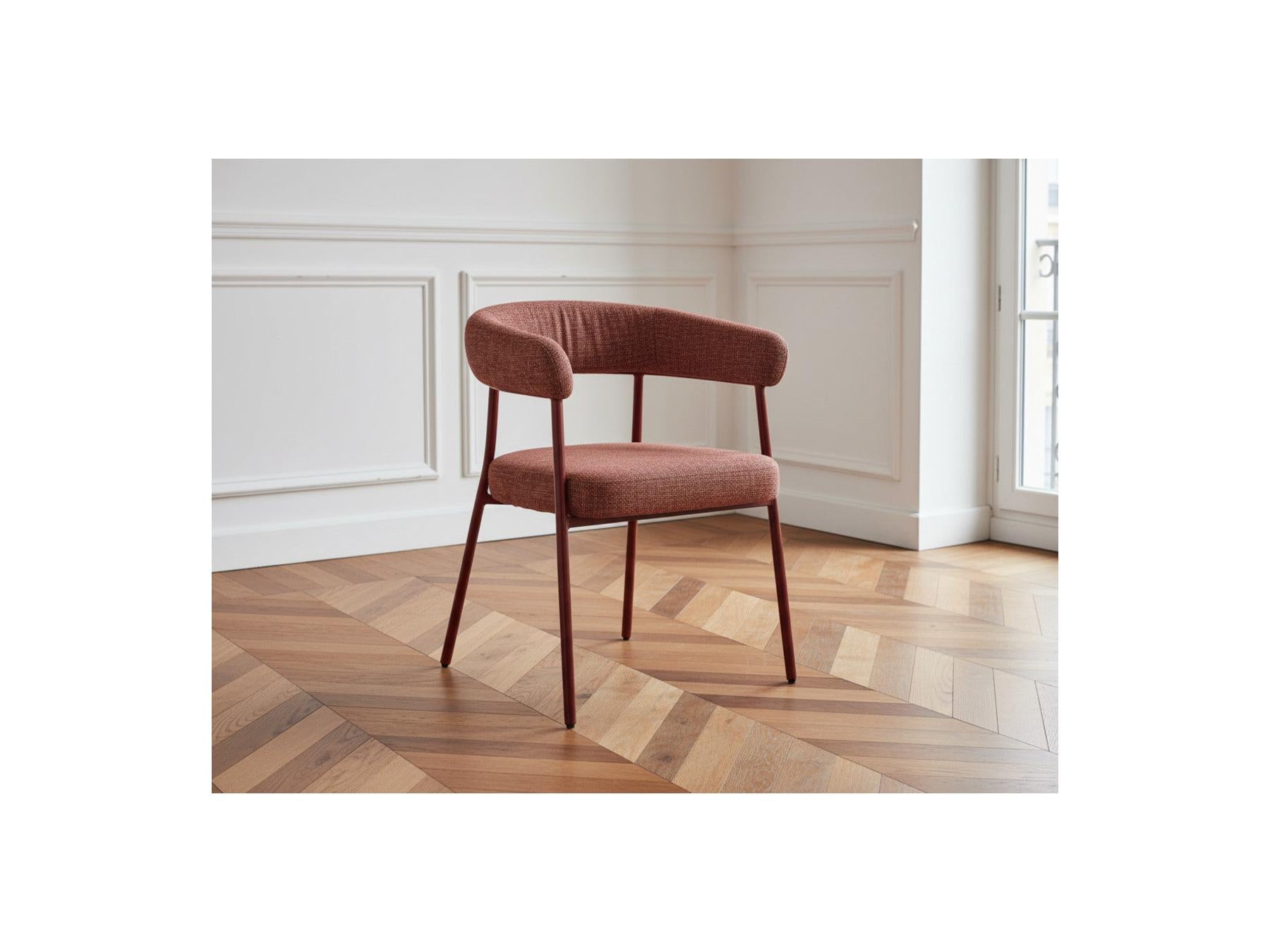 Rosa - Lot De 2 Chaises - Tissu Texturé Rouge