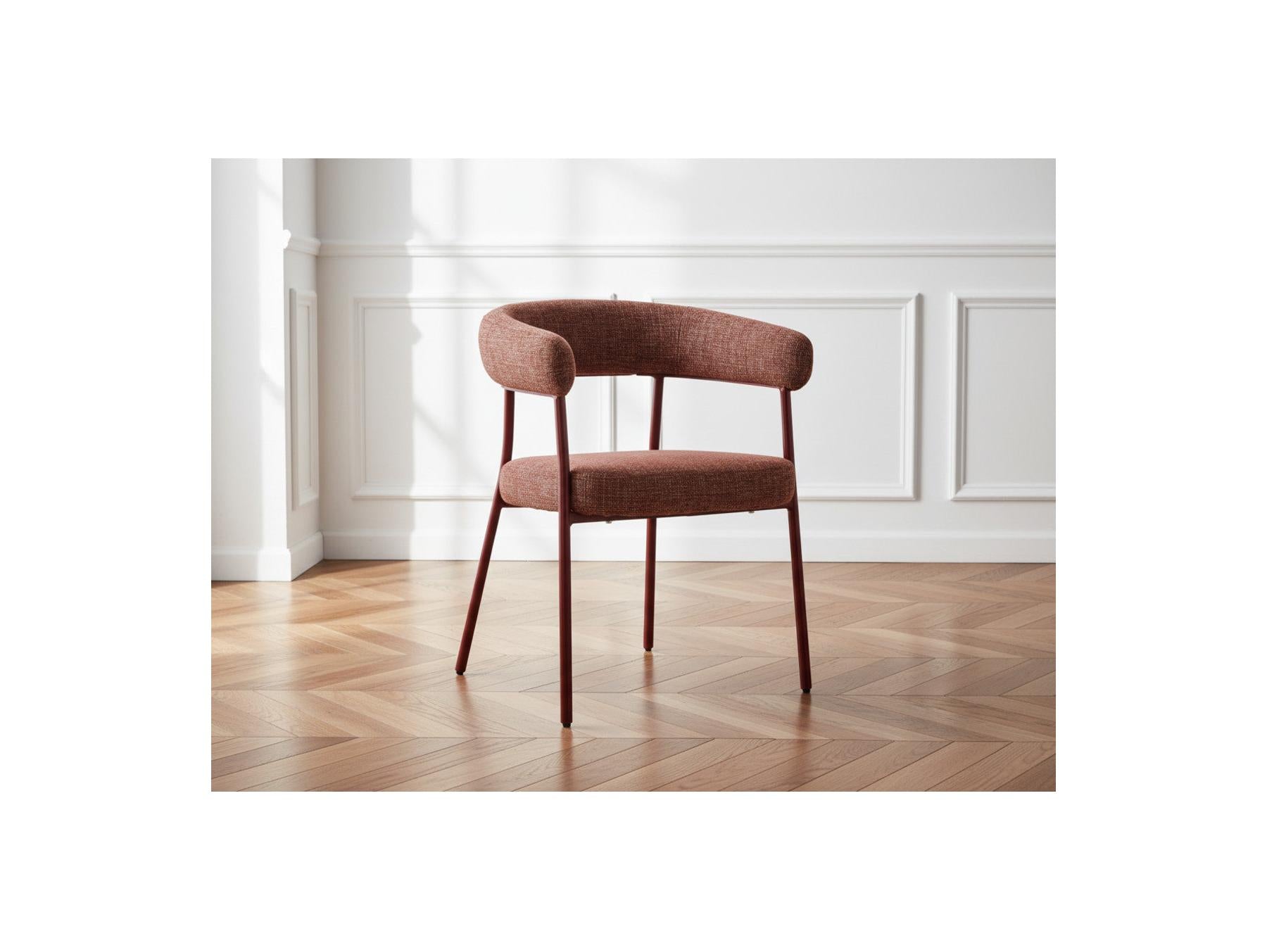 Rosa - Lot De 2 Chaises - Tissu Texturé Rouge