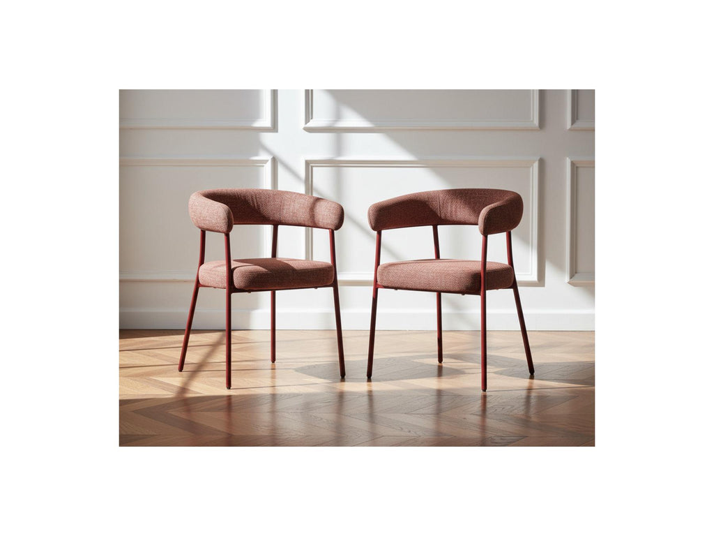 Rosa - Lot De 2 Chaises - Tissu Texturé Rouge